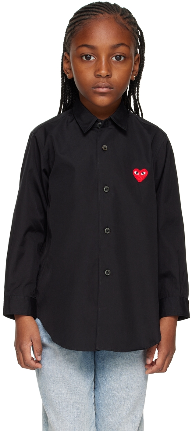 Shop Comme Des Garçons Play Kids Black Heart Shirt In 1 - Black