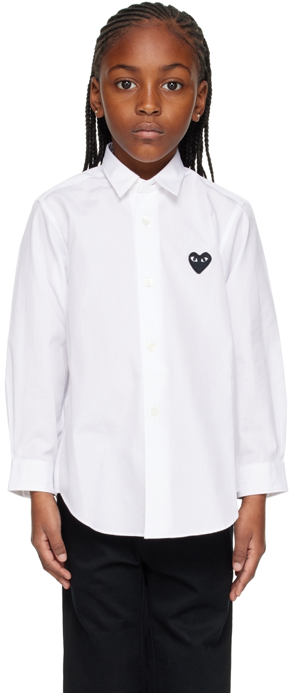 Comme Des Garçons Play Kids White 'black Heart' Shirt In 2 - White