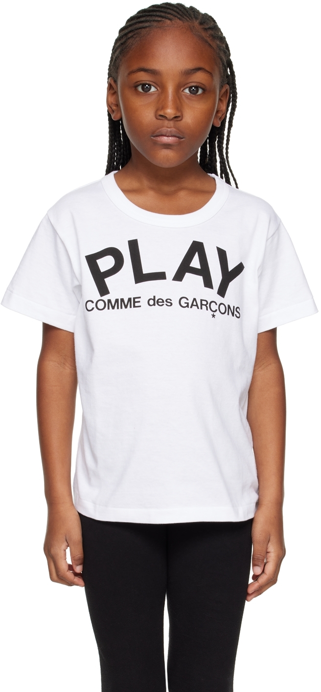 Shop Comme Des Garçons Play Kids White 'play' T-shirt In 1 - White