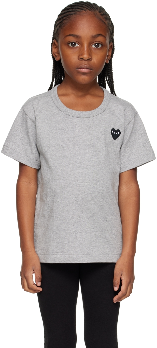 Shop Comme Des Garçons Play Kids Gray Heart T-shirt In 1 - Grey