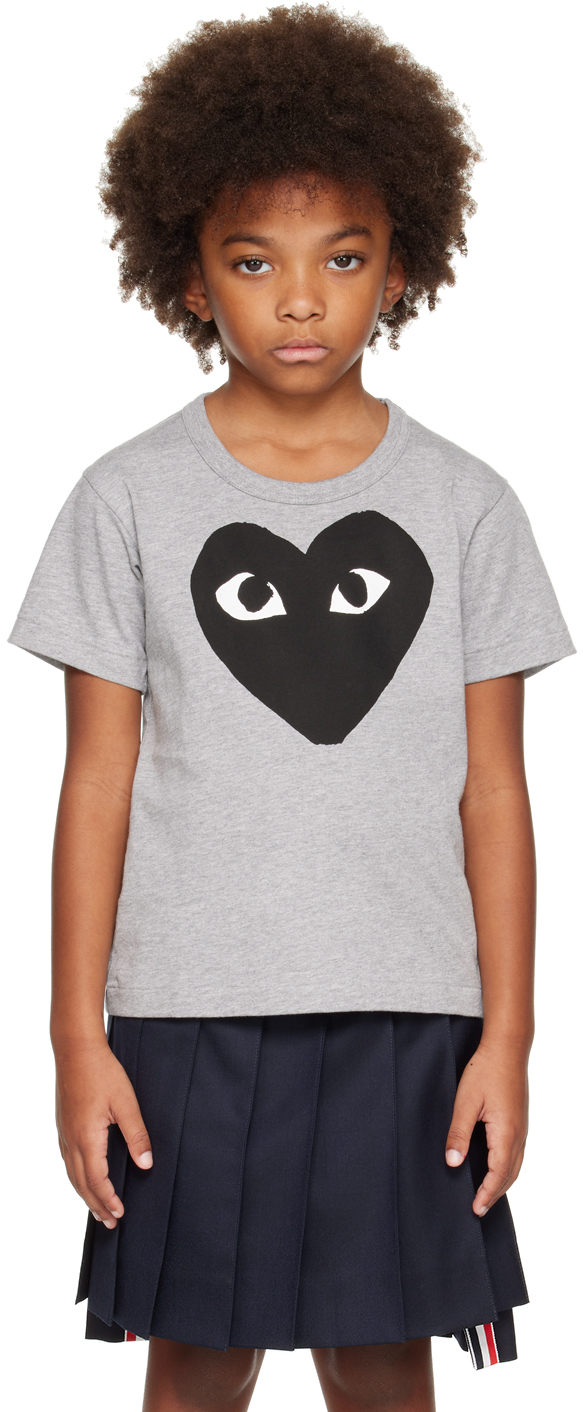 Comme Des Garçons Play Kids Gray 'black Heart' T-shirt In 1 - Grey