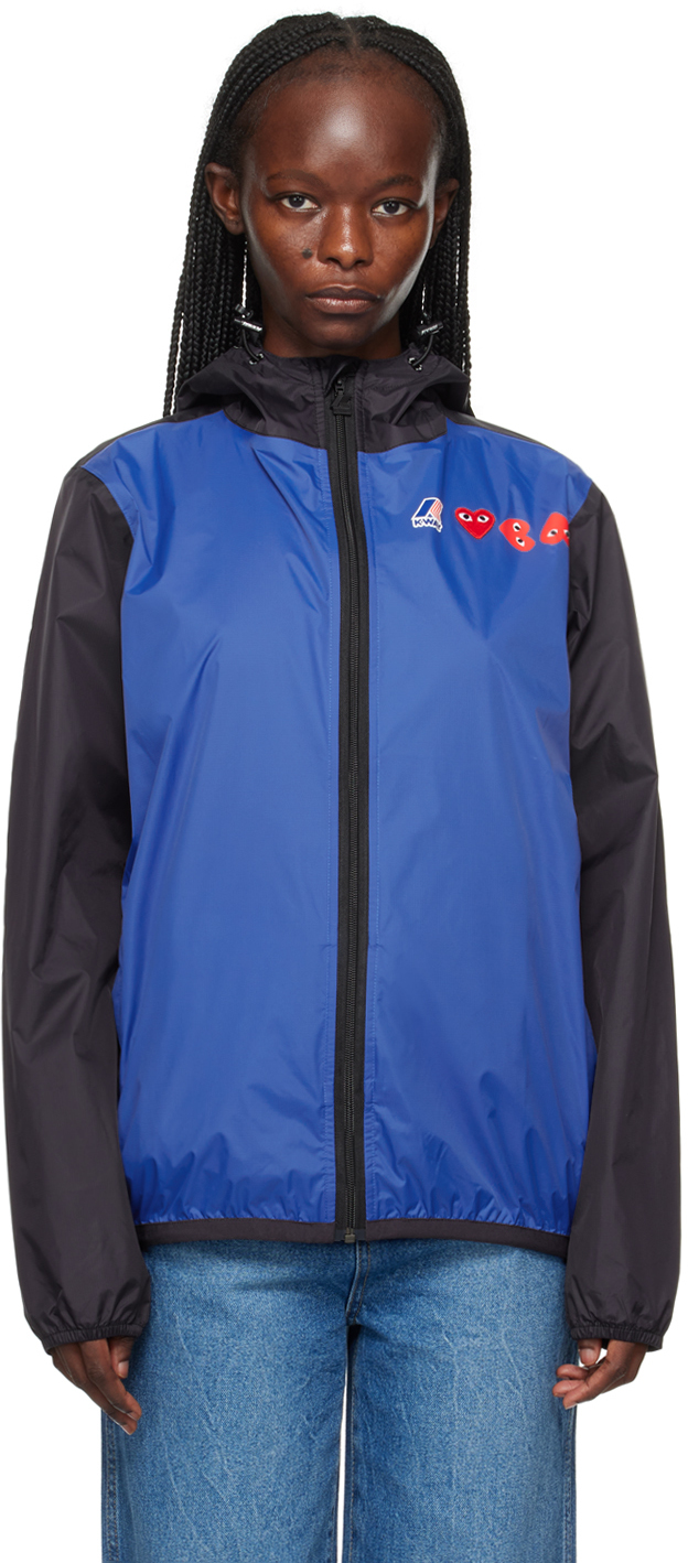 comme des garçons play blue & black k-way edition jacket