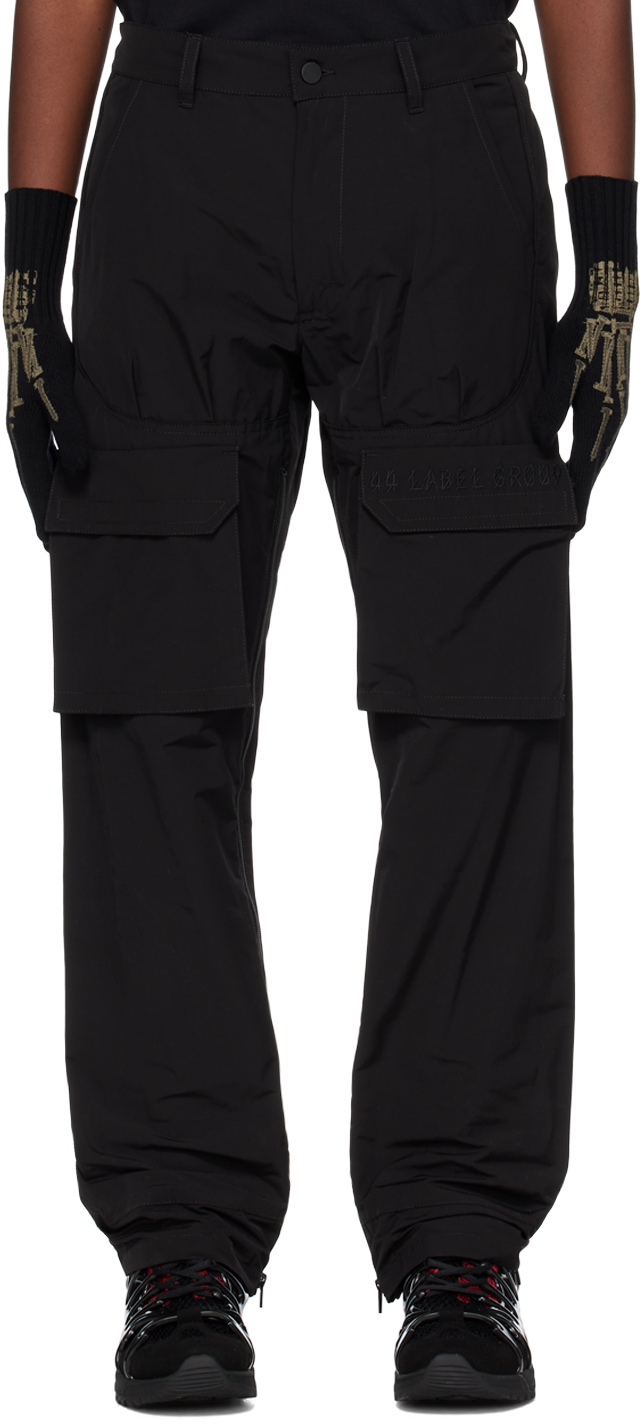 Black 44 Decal Cargo Pants by 44 Label Group on Sale