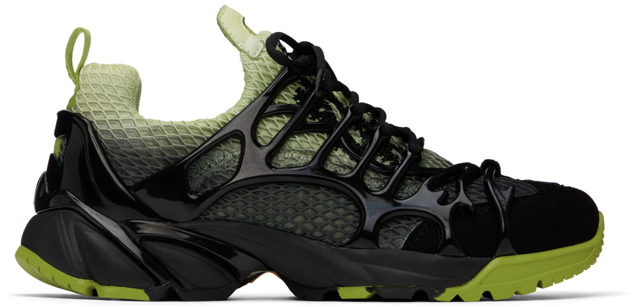 Shop 44 Label Group Black & Green Symbiont Sneakers In P210 Black/lime
