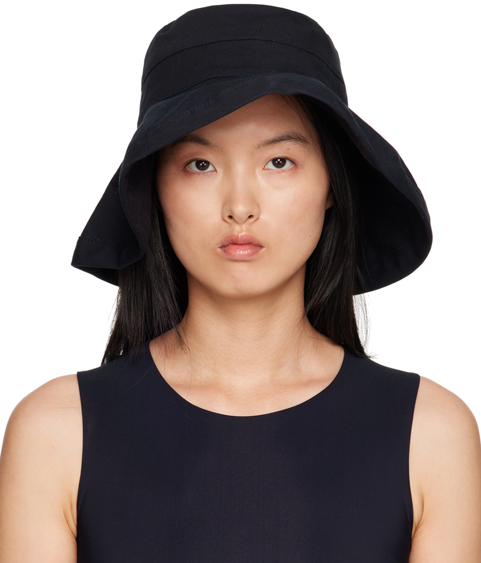 Navy Wide Brim Bucket Hat