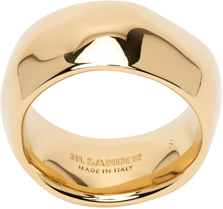 Jil Sander Gold Rough Nature Ring In 717 Gold