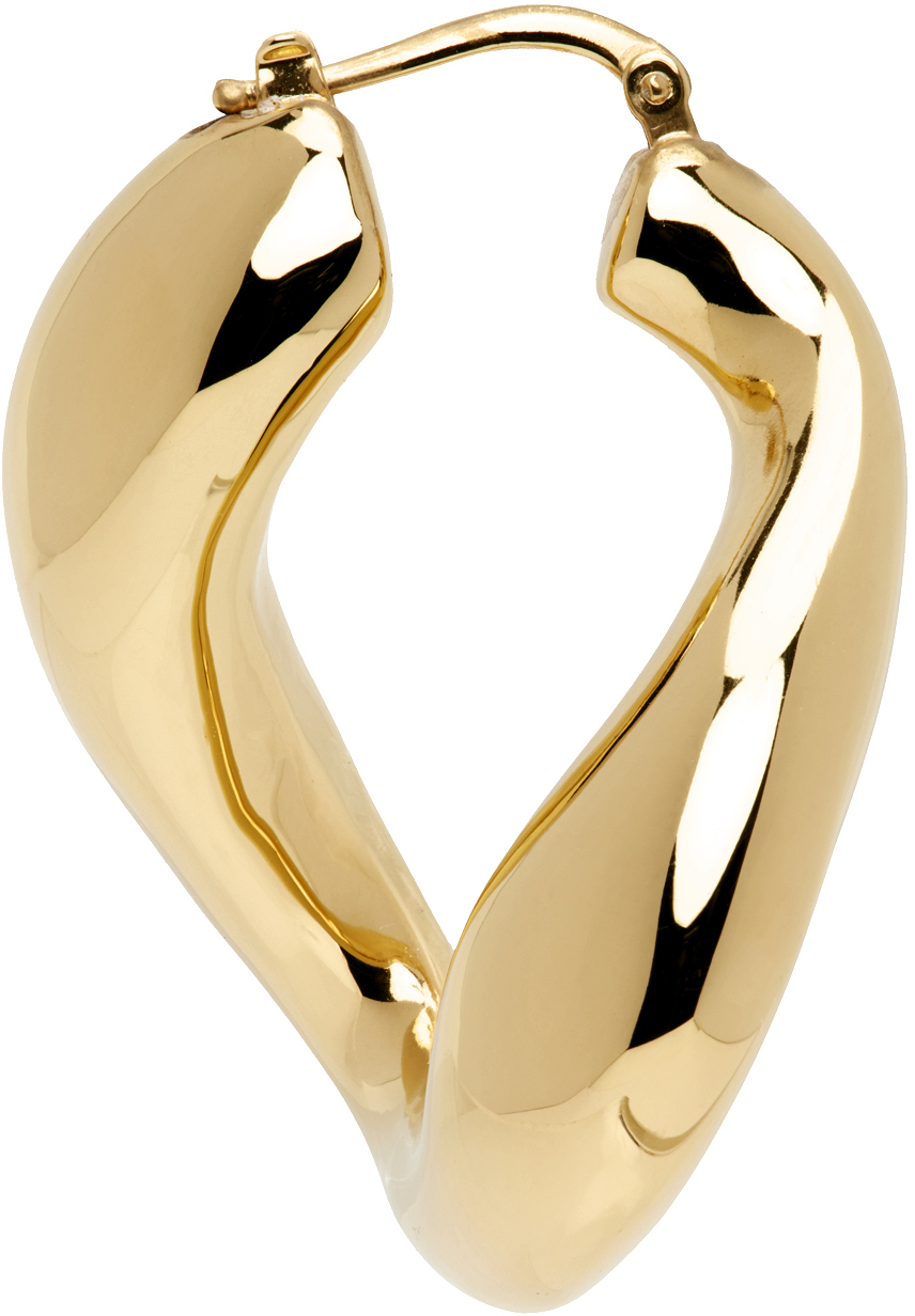 Jil Sander Gold Sculptural Hoop Earrings In 710 Gold