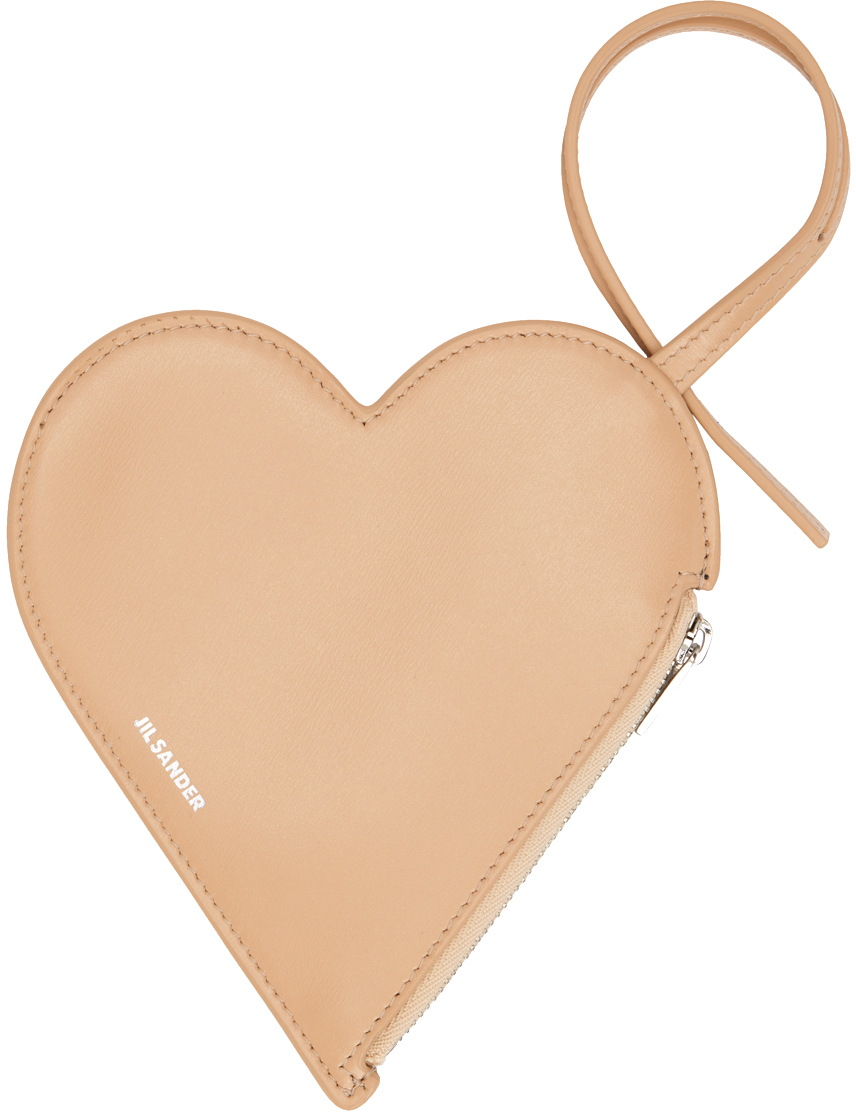 Beige Heart Coin Pouch