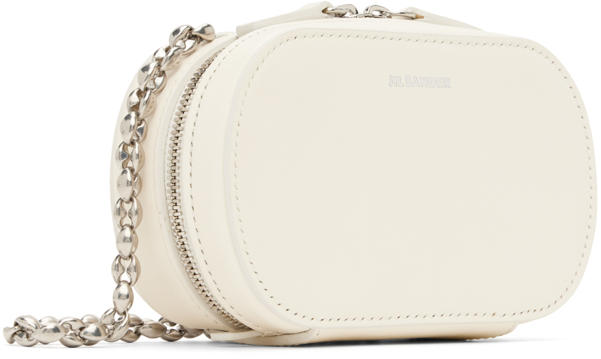 Jil Sander Off-white Mini Chain Bag In 106 Cosmic Latte