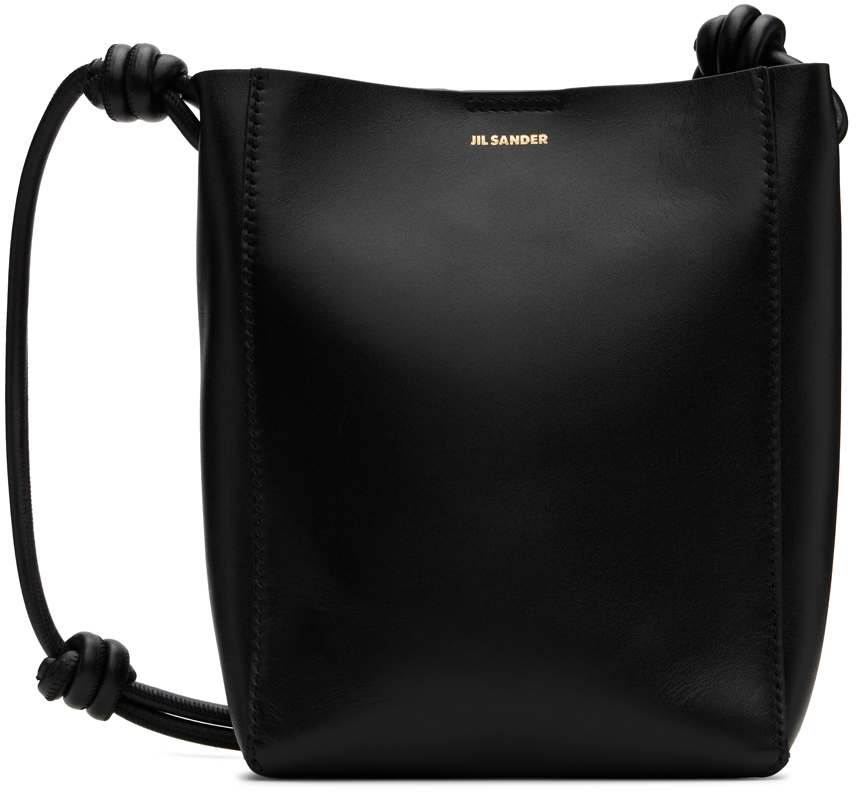 Jil Sander Giro Cross Shoulder Bag In Black Leather In 001 Black