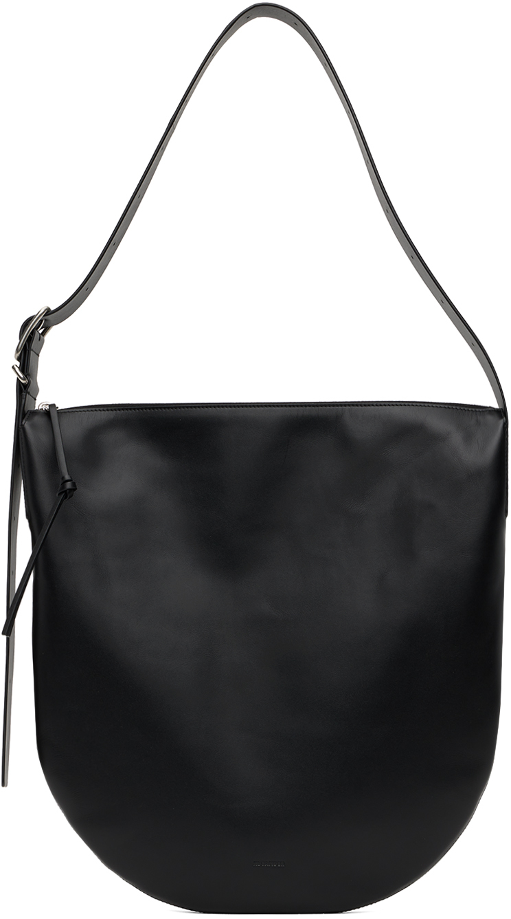 Black Medium Moon Shoulder Bag by Jil Sander on Sale