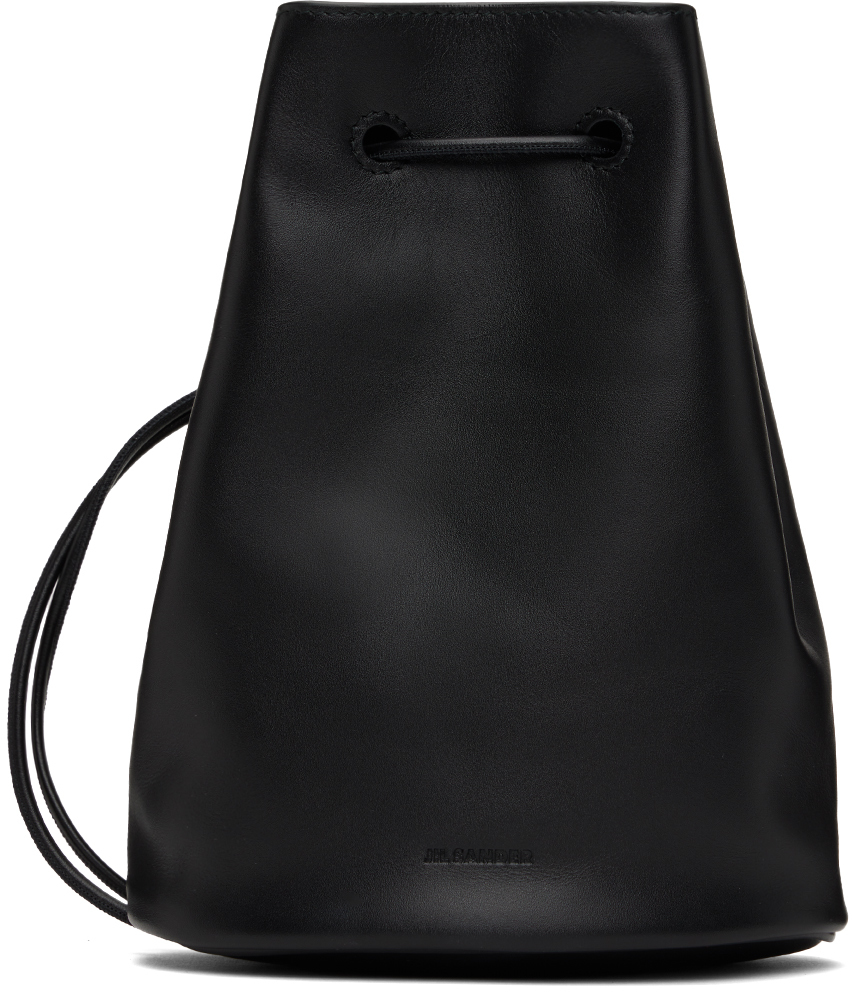 Jil Sander Black Drawstring Shoulder Bag In 001 Black