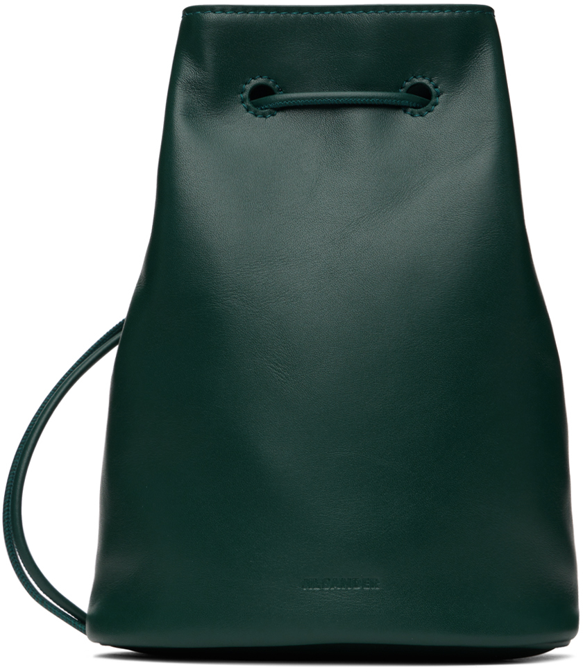 Jil Sander Green Climb Drawstring Shoulder Bag In 301 Dark Petrol