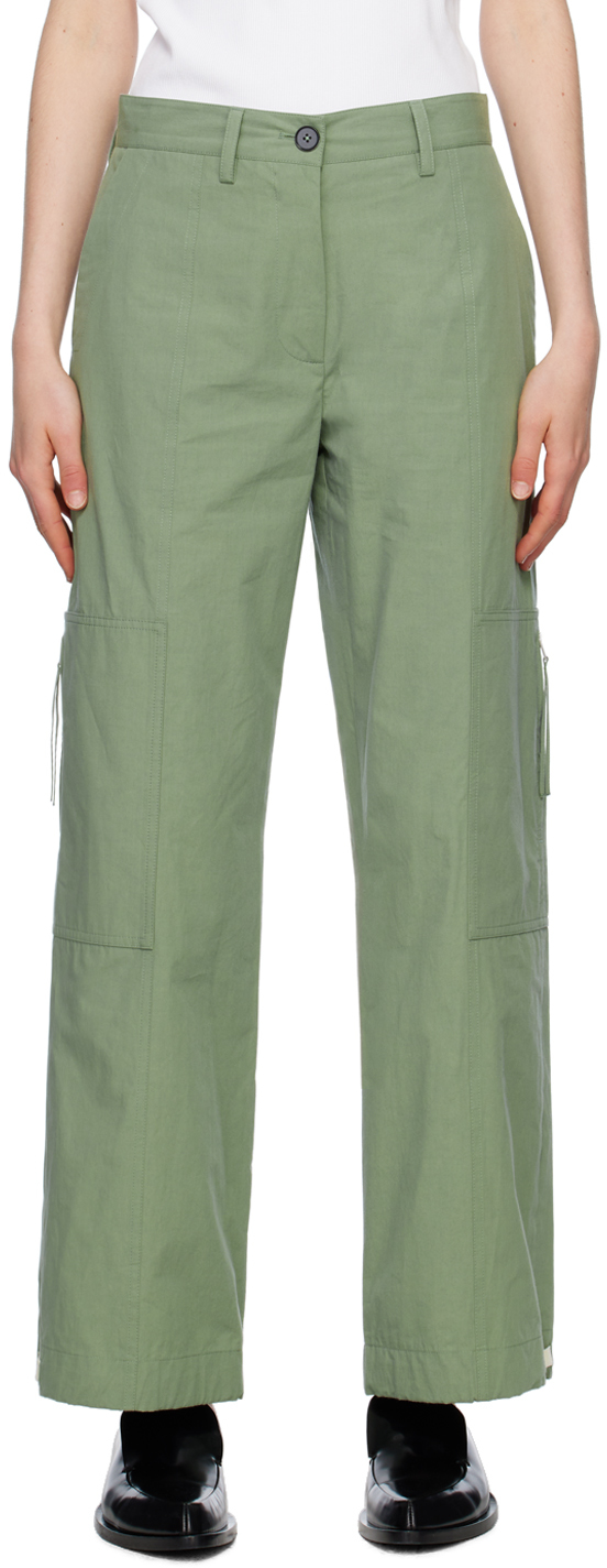 Jil Sander Green Zip Pocket Trousers In 319 Dark Sage