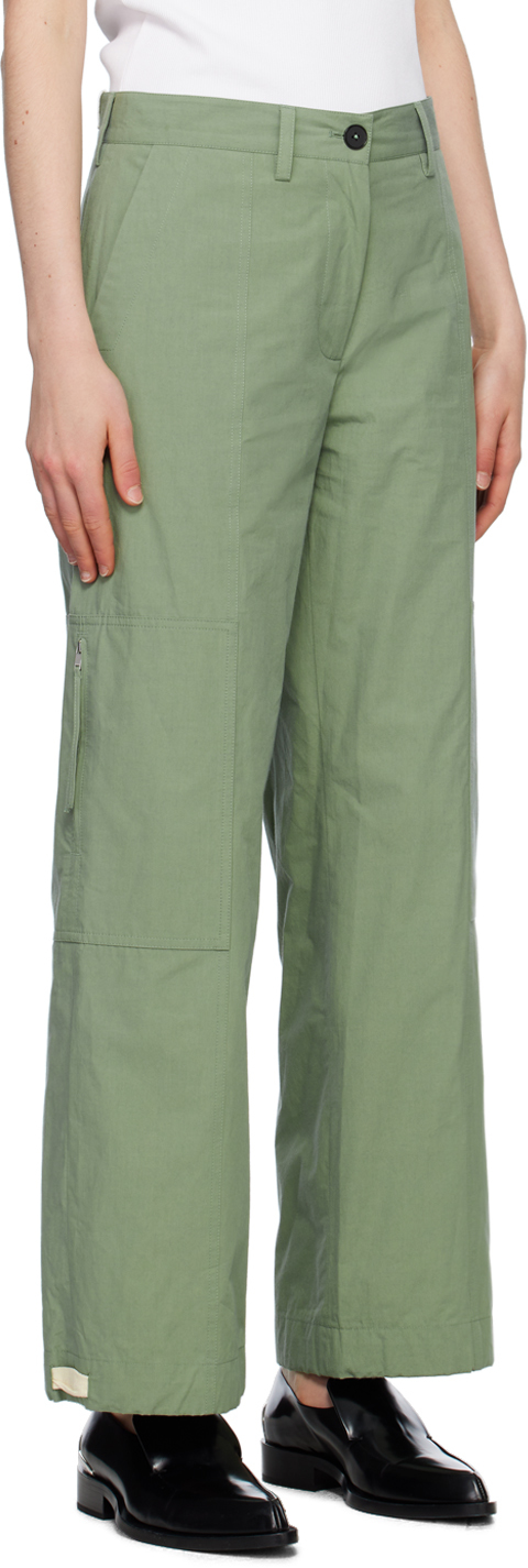 Jil Sander Green Zip Pocket Trousers In 319 Dark Sage