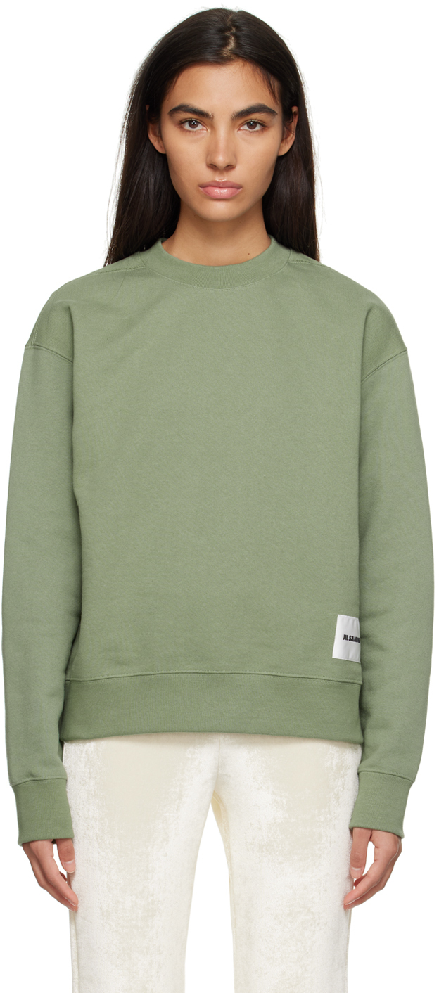 Jil Sander: Green Printed Sweatshirt | SSENSE