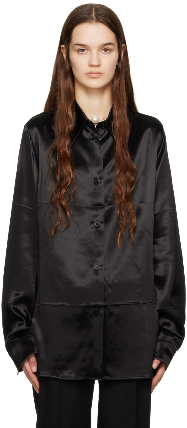 Shop Jil Sander Black Pointed Collar Shirt In 001 Black