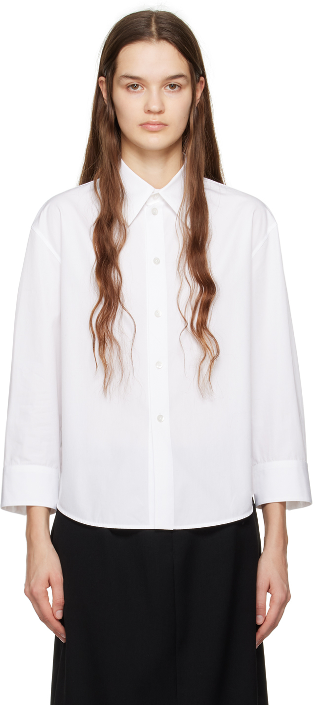 White Pointed Collar Shirt by Jil Sander on Sale