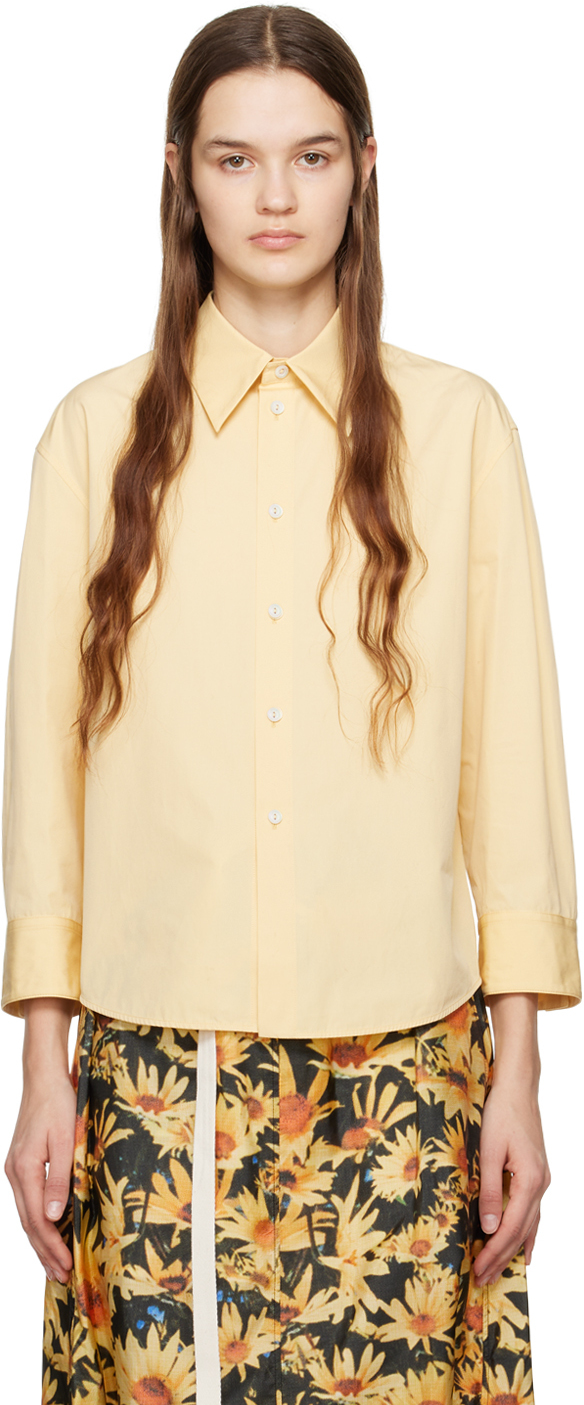 Jil Sander Yellow Pointed Collar Shirt