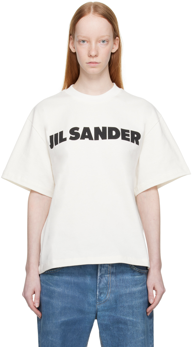 Shop Jil Sander Off-white Printed T-shirt In 102 Natural