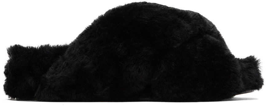 Jil Sander Crossover-strap Shearling Mules In Black