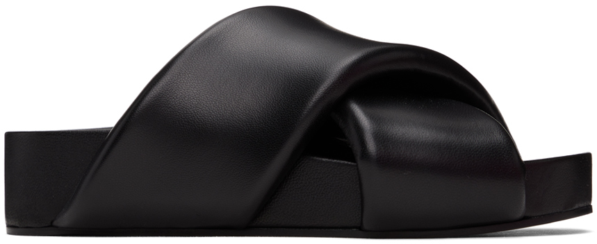 Jil Sander Black Oversized Wrapped Sandals In 001 Black