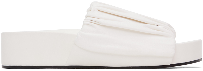 Jil Sander: White Oversized Ruched Sandals | SSENSE