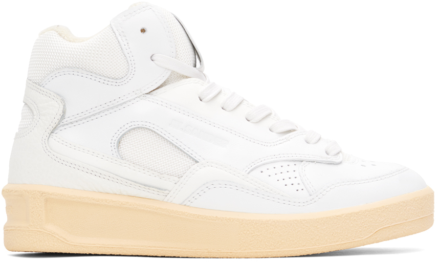 Shop Jil Sander White High-top Sneakers In 100 Optic White
