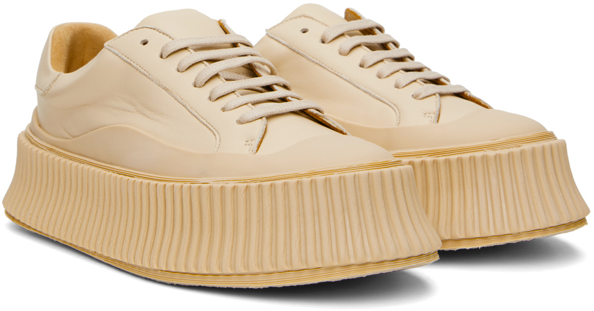 JIL SANDER BEIGE LEATHER SNEAKERS 