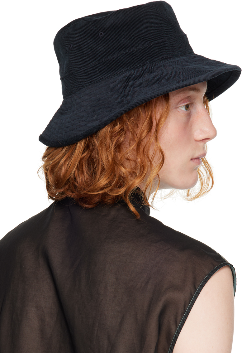 Jil Sander Navy Corduroy Bucket Hat In 400 - Dark Navy