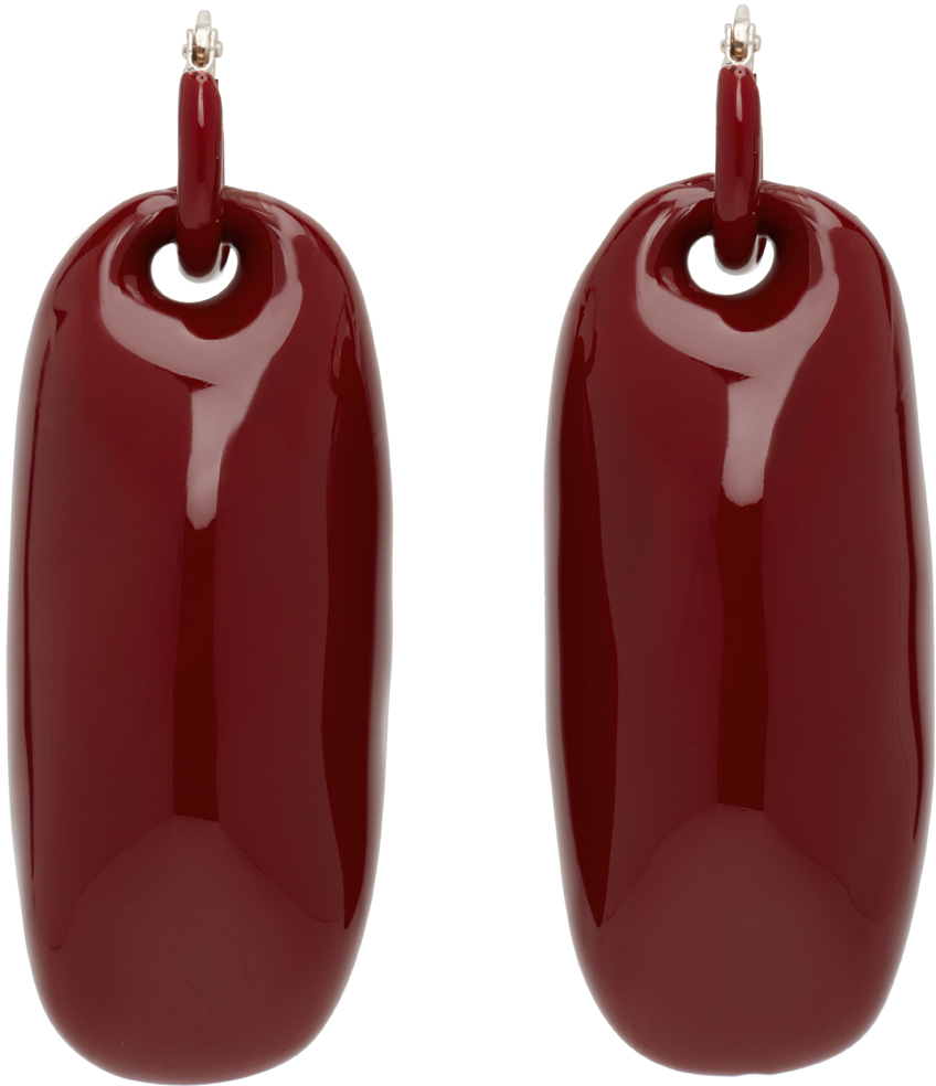 Jil Sander Red Standard Blocks Drop Earrings In 618 - Red