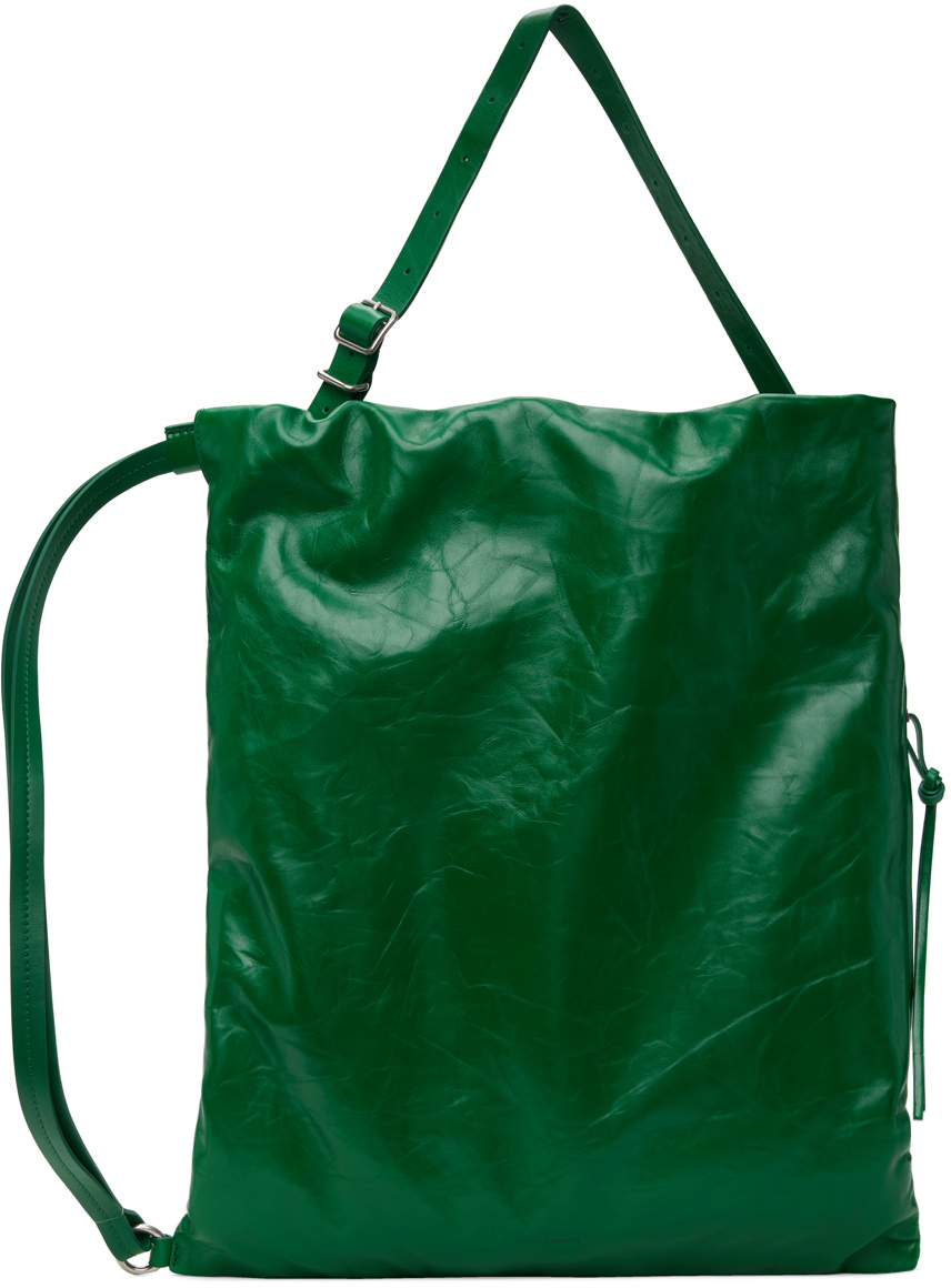 Jil Sander Green Drawstring Bag In 308 - Beetle