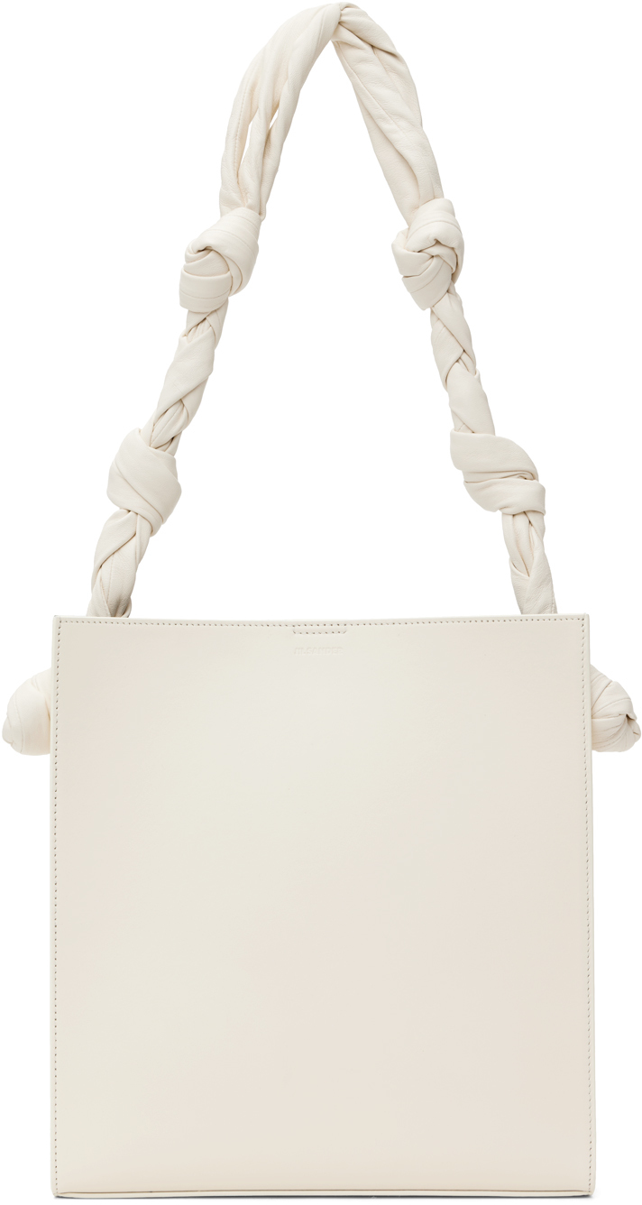 Shop Jil Sander White Medium Tangle Bag In 106 - Eggshell