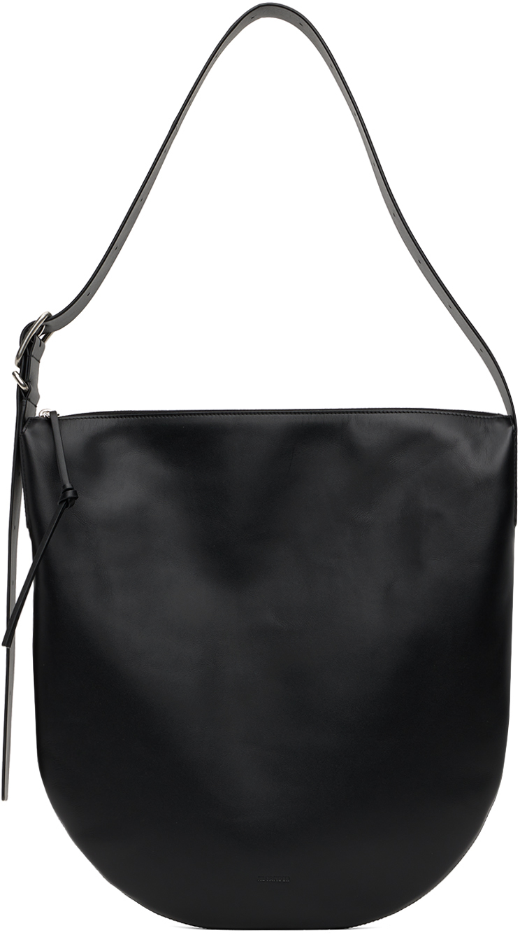 Jil Sander: Black Embossed Shoulder Bag | SSENSE