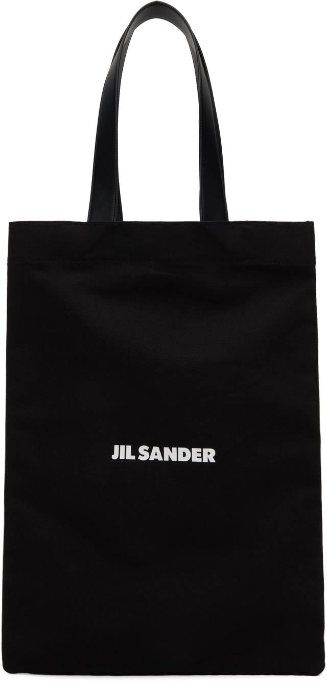 Black Printed Tote by Jil Sander on Sale