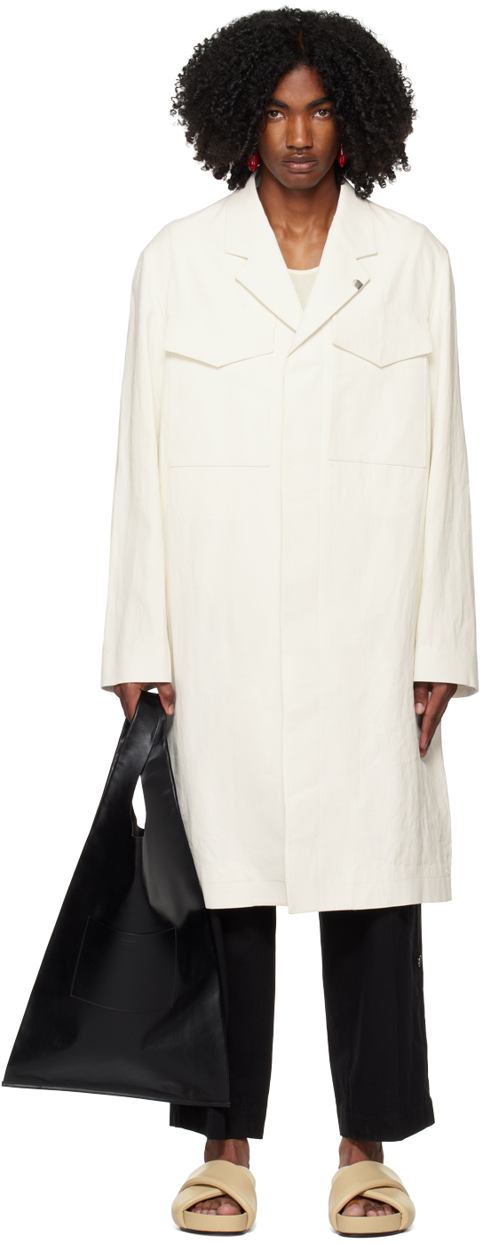 Jil Sander: Off-White Flap Pocket Coat | SSENSE Canada