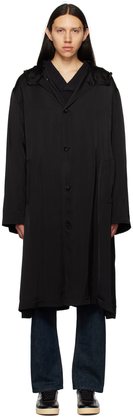 Jil Sander Black Hooded Coat In 001 - Black