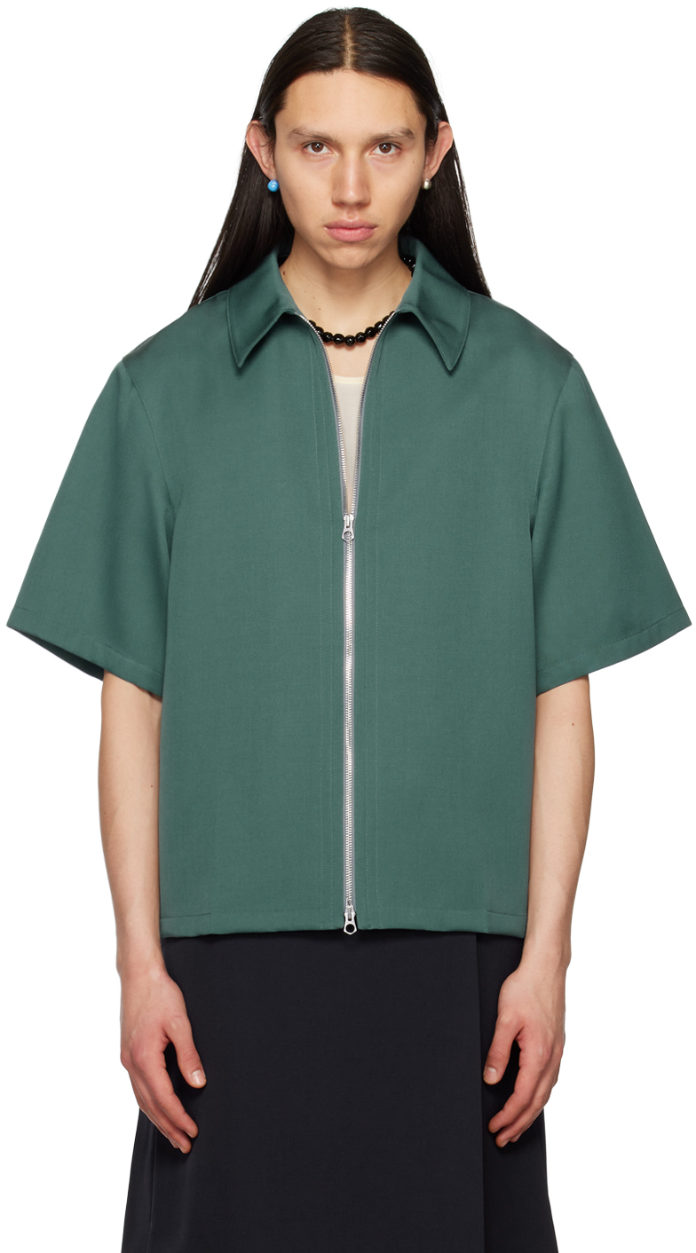 Blue Zip Shirt In 305 - Shaded Spruce