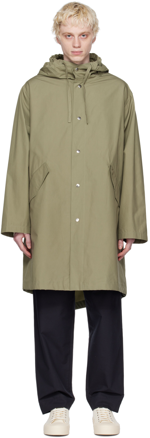 Shop Jil Sander Khaki Oversized Coat In 317 - Medium Green