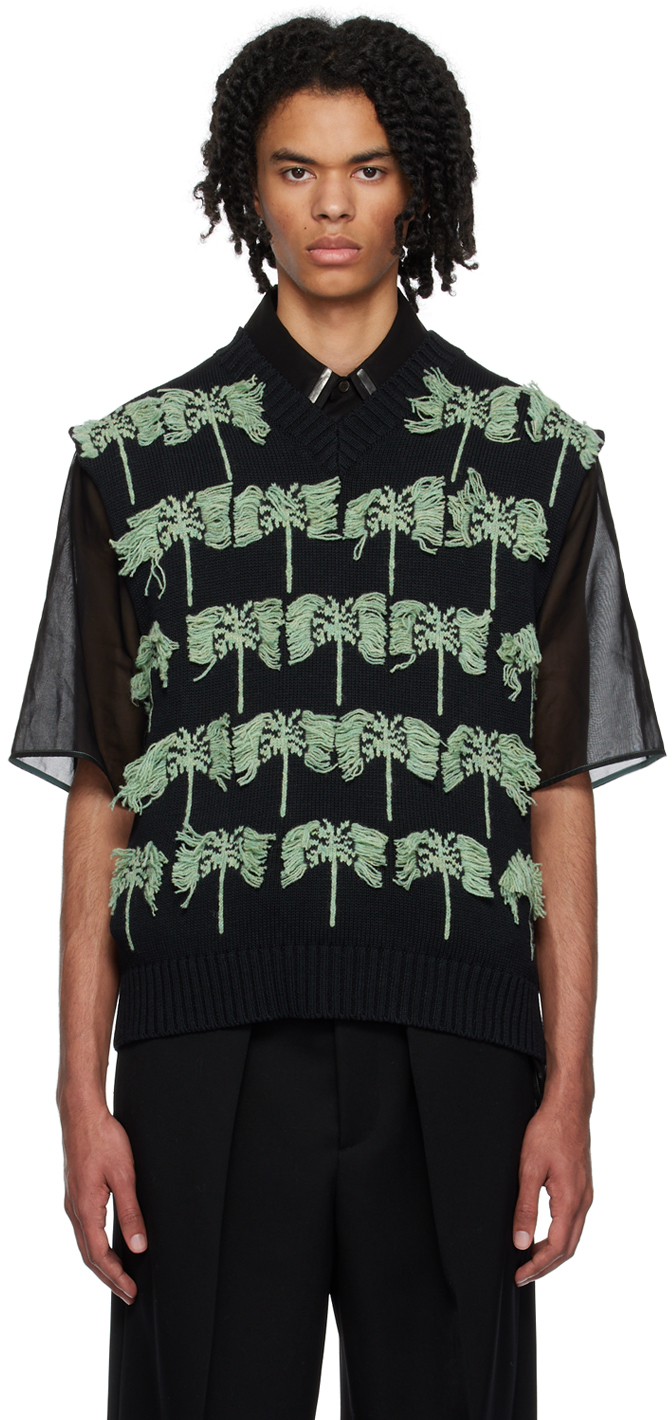 JIL SANDER 黒 Vネックベスト JIL SANDER (ジルサンダー) VEST 20 / BLACK | Detail