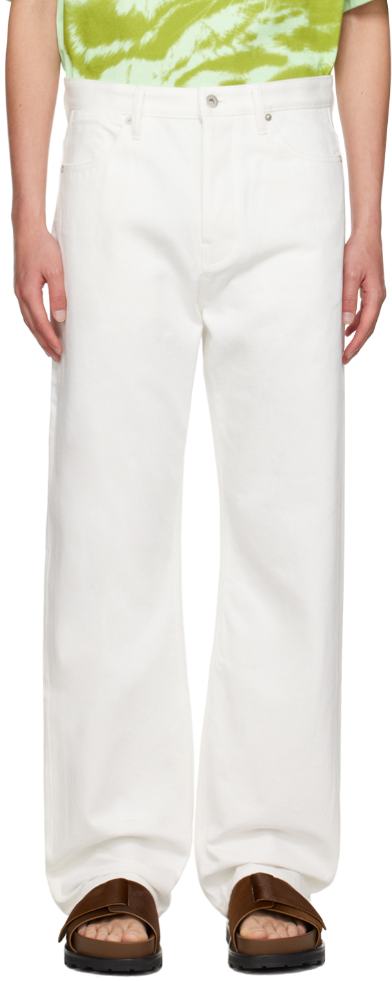Jil Sander レギュラーフィットズボン ホワイト SS24 Jil Sanderのホワイト レギュラージーンズがセール中