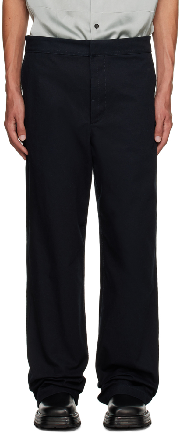 Jil Sander Navy Compact Washed Trousers In 401 - 401 + 443