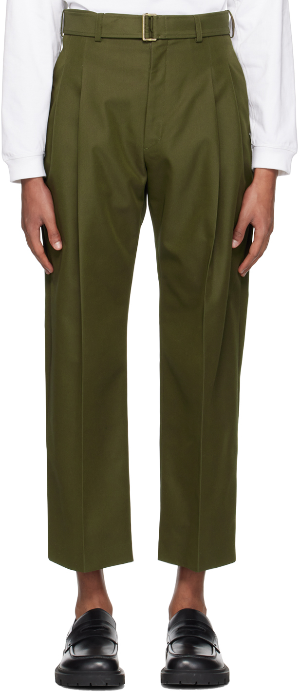 Rito Structure Khaki Belted Trousers In Moss Green