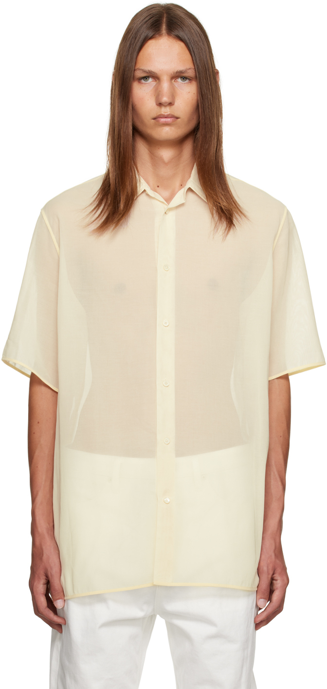 Jil Sander Off-white Spread Collar Shirt In 280 - Natural
