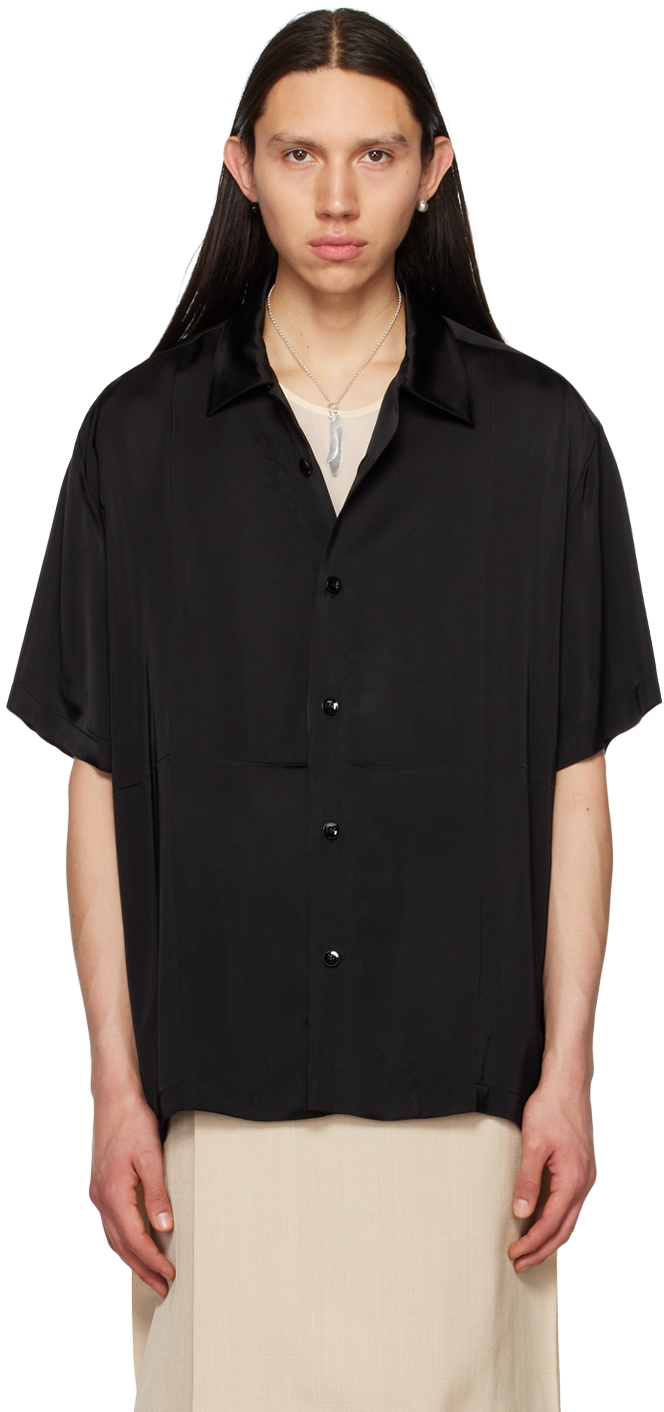 JIL SANDER BLACK CREASED SHIRT