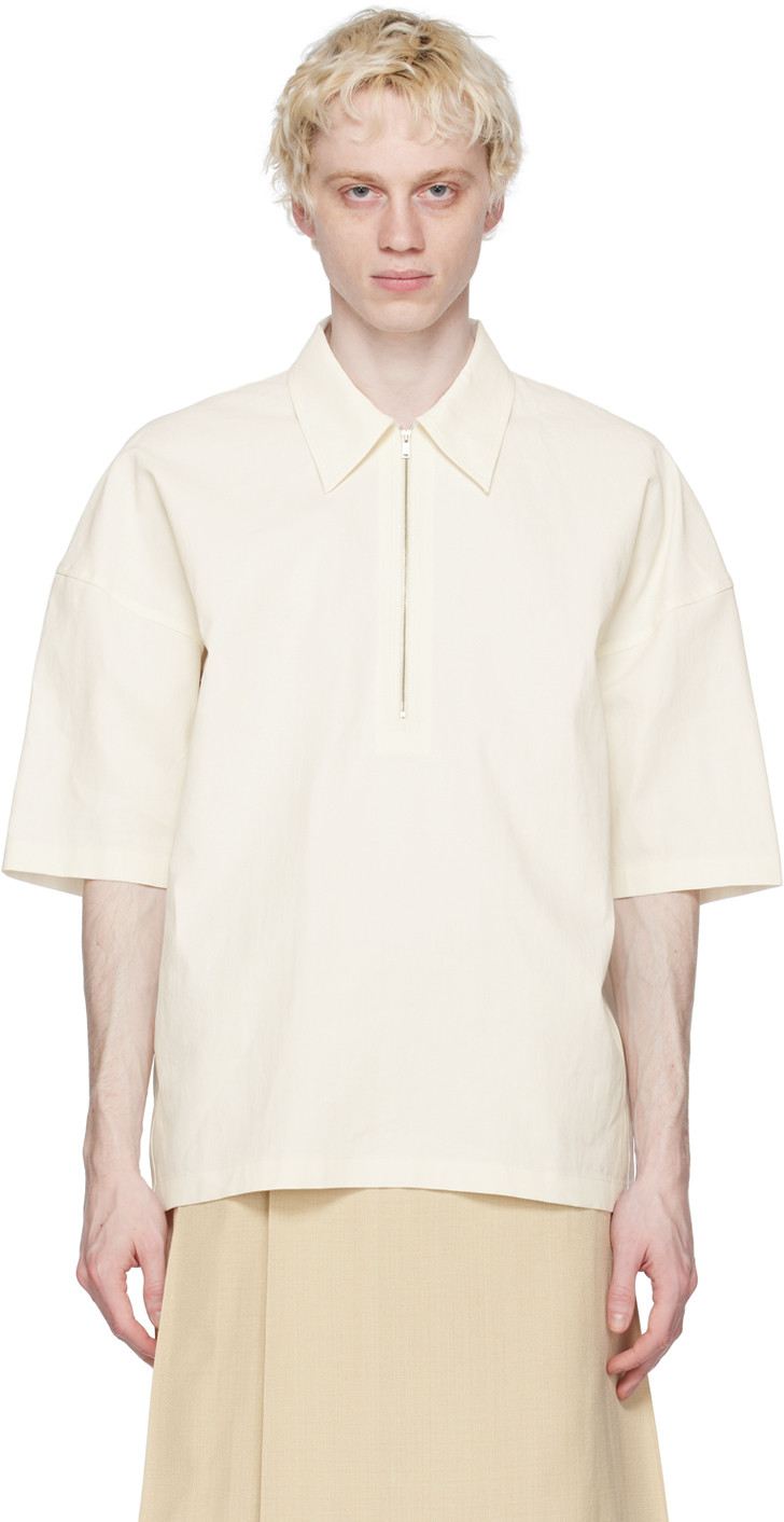 Jil Sander White Zip Shirt In 104 - Coconut