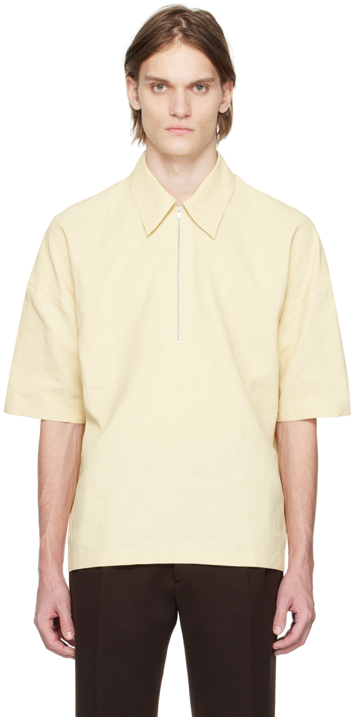 Jil Sander Yellow Half-zip Shirt In 263 - Vanilla