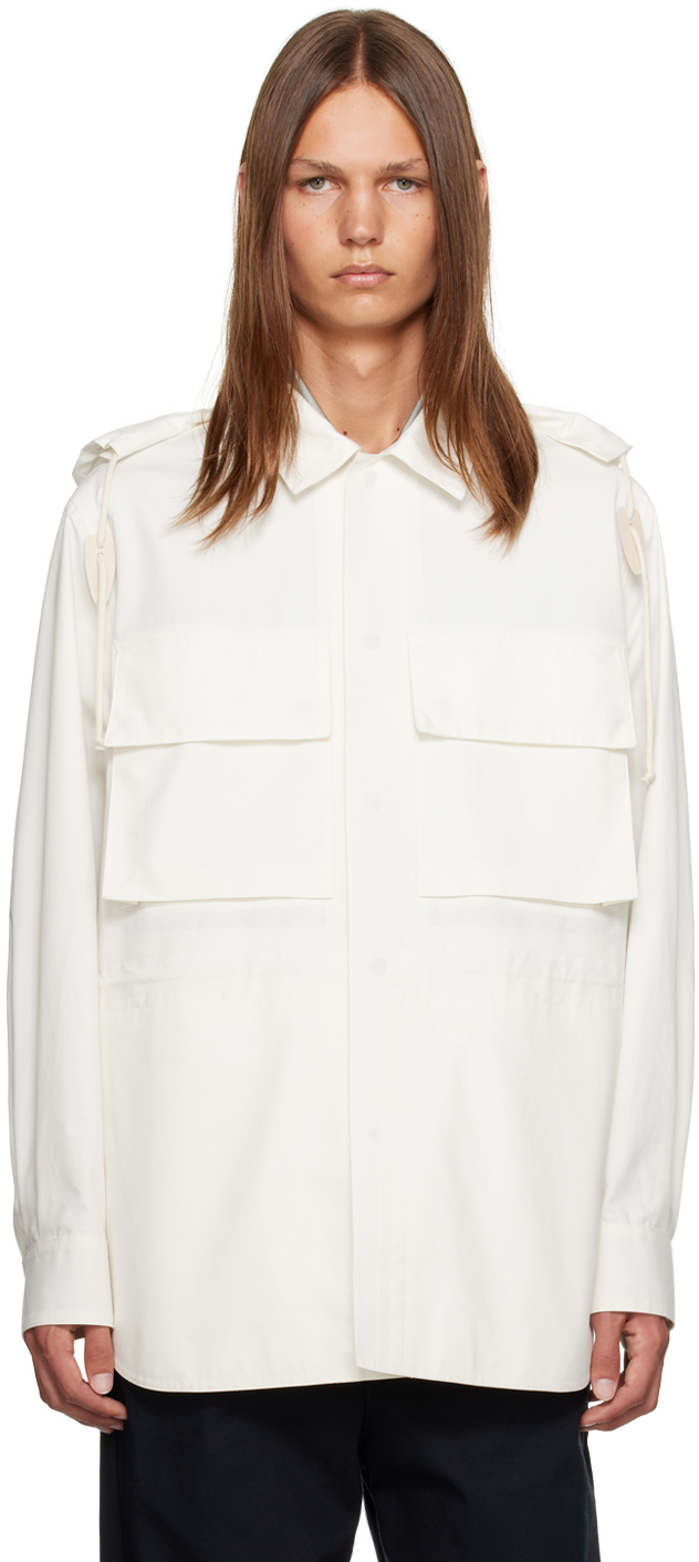 Jil Sander White Button Jacket In 100 - Optic White