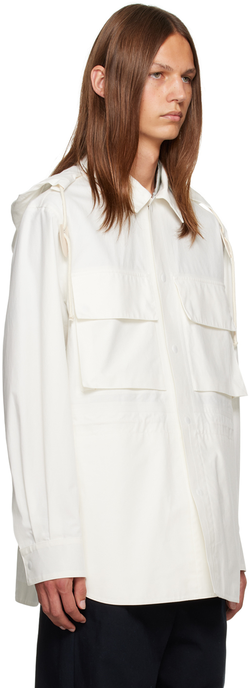 Jil Sander White Button Jacket In 100 - Optic White