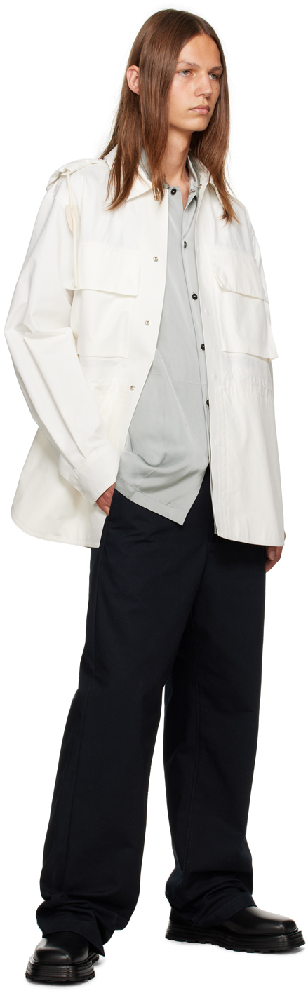 Jil Sander White Button Jacket In 100 - Optic White
